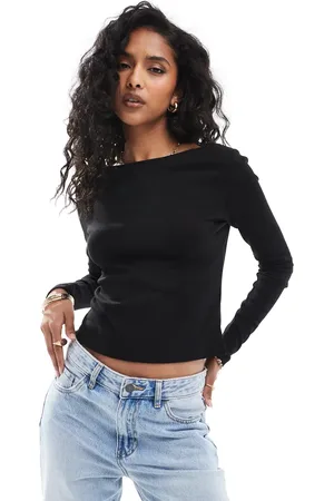 Pieces® Boat neck long sleeve top in
