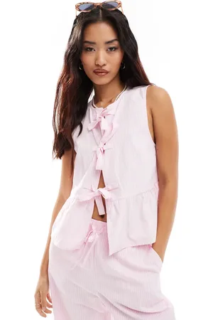 Stradivarius Co-ord bow front sleeveless top in stripe