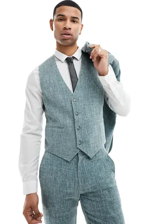ASOS Wedding slim suit waistcoat in crosshatch