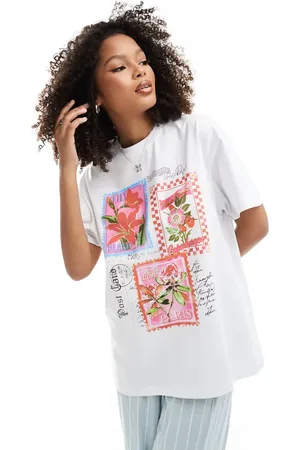 Miss Selfridge Postcards oversized tee in