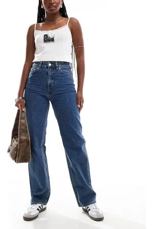 Monki Zami high waist straight leg jeans in mid