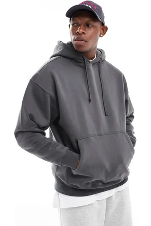 Pull&Bear Basic hoodie in charcoal