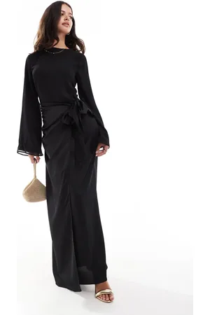 ASOS Chiffon volume sleeve maxi dress with satin wrap skirt in
