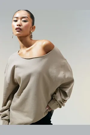 ASOS Off shoulder oversized sweatshirt in mink