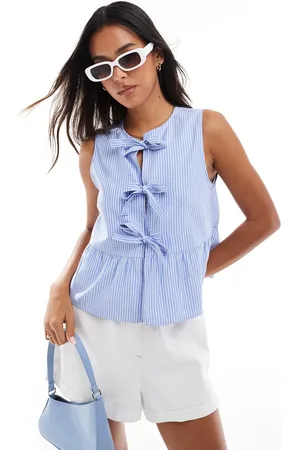 Stradivarius Bow front sleeveless top in stripe