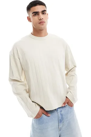 ASOS Oversized long sleeve boxy textured rib t-shirt in