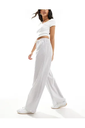 Daisy Street Mid rise wide leg trouser in cotton stripe