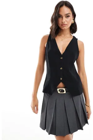 ASOS Linen look v neck longline waistcoat in
