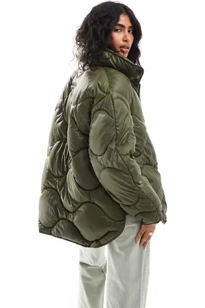 JJXX Oversized quilted jacket with high neck in