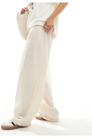 ASOS Drawstring waist barrel leg trouser in ecru