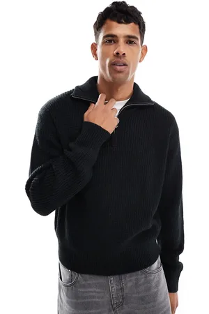 Bershka Knitted 1/4 zip jumper in