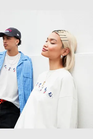 ASOS Disney unisex oversized boxy t-shirt with Mickey Mouse prints in stone