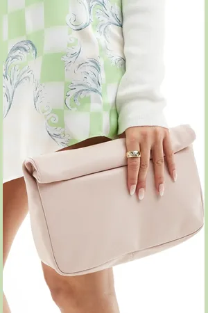 ASOS Clutch bag with roll top closure in blush