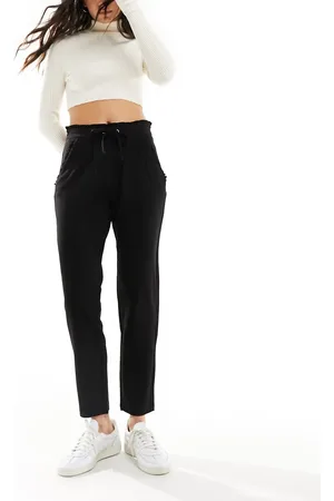 JDY Slim fit trousers with frill waistband in