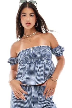 Stradivarius STR gingham print top co-ord in