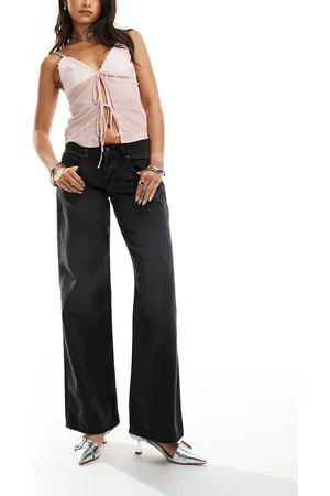 Motel Low rise parallel leg jeans in washed black