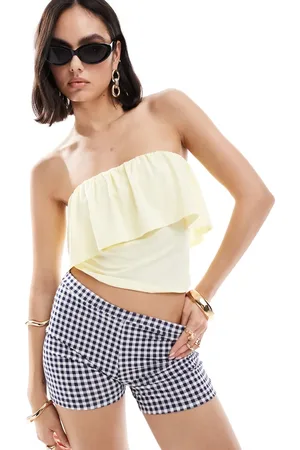 ASOS Frill bandeau top in buttermilk