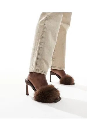 ASOS Heartbreak fur mid heeled mules in