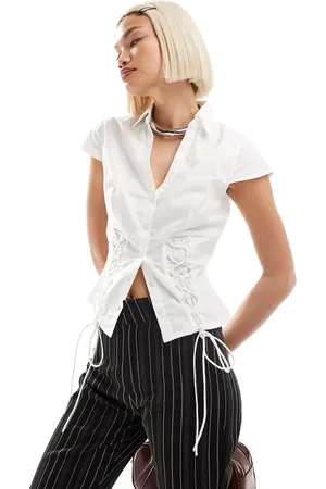 COLLUSION Fitted corset shirt with cap sleeve in