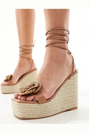 Public Desire Mariella heeled espadrille with crochet rosette in natural