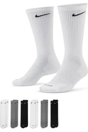 Nike Everyday Cushioned Plus 6 pack crew socks in white, grey and black