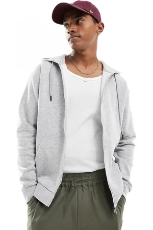 JACK & JONES Zip through hoodie in light marl