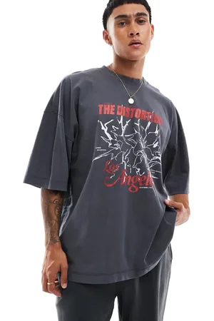 ASOS Extreme oversized t-shirt in charcoal with Los Angeles print