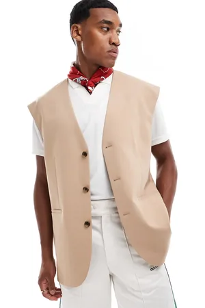 ASOS Smart co-ord longline suit waistcoat in stone