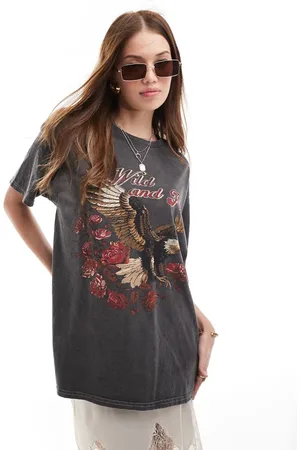 Miss Selfridge Wild and free oversized washed t-shirt in