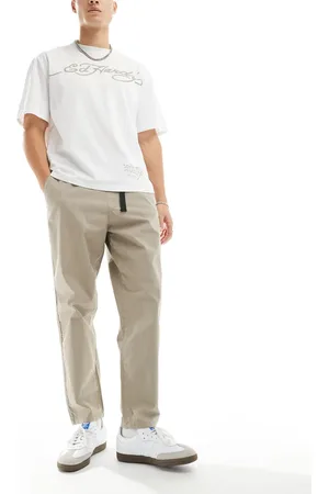 Denim Project Tapered trousers in light beige with belt detail