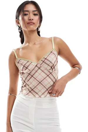 Reclaimed Mesh cami top in check print