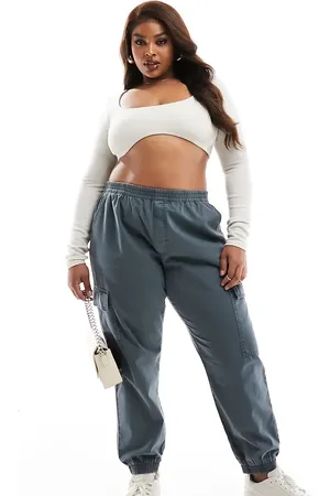 ASOS ASOS DESIGN Curve washed cargo trouser with cuff hem in petrol blue