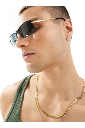 ASOS Rectangle sunglasses with gold temples in matte