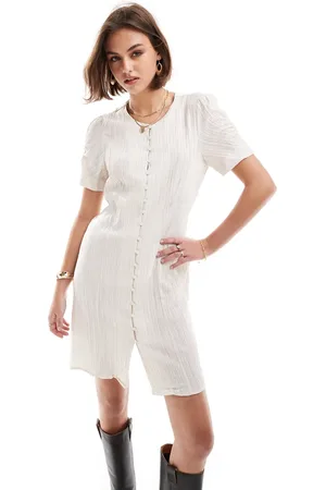 Object Textured buttondown mini dress in off