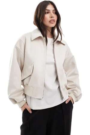 Pull&Bear Faux suede bomber jacket in sand
