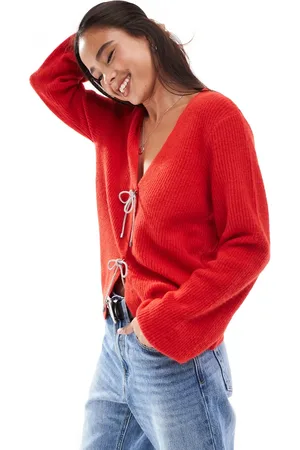 Pieces® Cardigan with embellished bow ties in