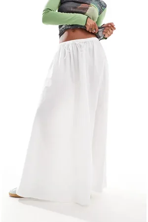 Monki Slim elastic waistband with drawstring maxi skirt in