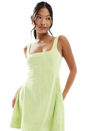 ASOS ASOS DESIGN Petite seamed mini tennis sundress in lime
