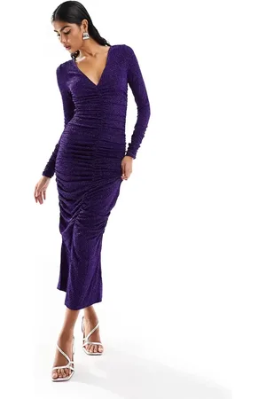 Y.A.S Ruched front maxi dress with crackle glitter in