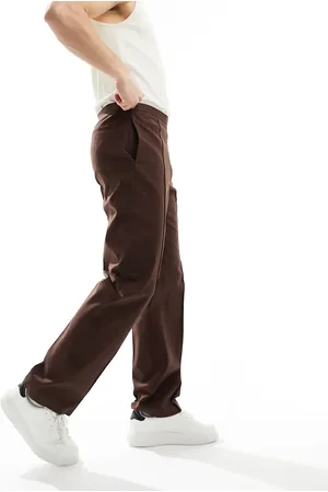 ASOS Smart straight leg linen blend trousers in