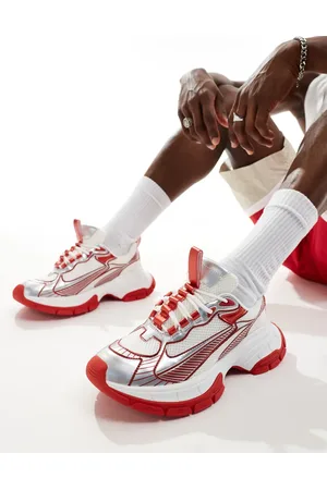 ASOS Chunky trainers in with red panels