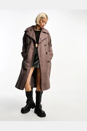 VIOLET ROMANCE Belted trench coat in taupe