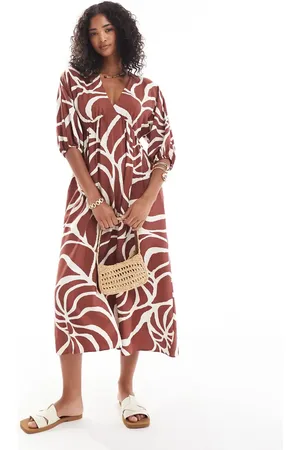 New Look Shell smock midi dress in pattern