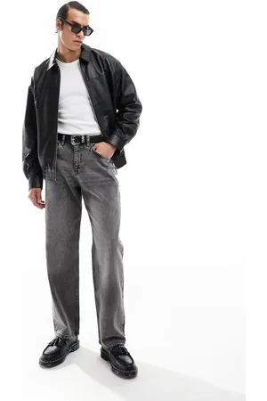 ASOS Premium oversized real leather harrington jacket in