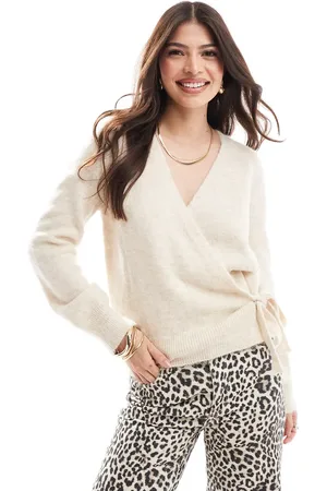 ASOS Knitted fluffy cardigan in ecru
