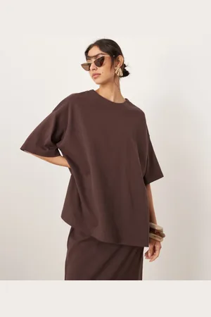ASOS Premium heavy weight textured jersey oversized t-shirt co-ord in chocolate