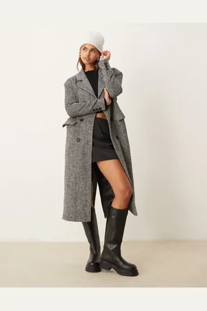 Glamorous Oversized tailored coat in monochrome chevron