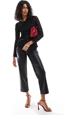 VILA Long sleeve mesh spot top in
