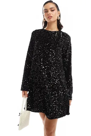 Pieces® Sequin mini dress with ribbon bow back in