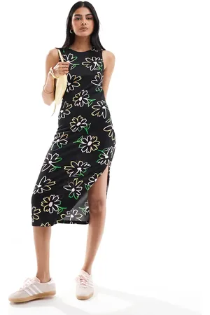 JDY Exclusive side split midi dress in multi floral